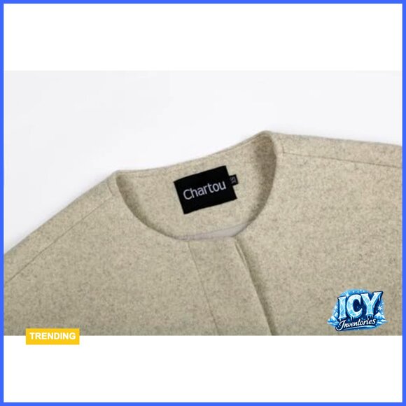 Cropped Wool Blend Pea Coat Button Down Jacket Long Sleeve - Picture 3 of 6